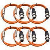 Seismic Audio SATRXL-F3Orange6 3-Feet XLR Female to 1/4-Inch TRS Patch Cables - Orange