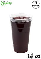Clear Plastic Disposable Pet Cups | 24 oz Cups, 75 Pack | Crystal Clear PET Cup | Cold Smoothie | Iced Coffee Go Cups | Ideal for Coffee, Parfait, Juice, Soda, Cocktail, Party Cups (24oz, 75 count)