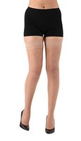 Made in The USA - Sheer Compression Stockings for Women 15-20mmHg - ABSOLUTE SUPPORT Thigh High Lace Silicone Border– Nude, Large A102NU3