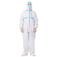 MURTIAL Disposable Hospital Medical Isolation Gown, Hooded Coverall Chemical Workwear Protective Clothing Suit (White,2XL)