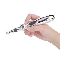 Babayhouse Electronic Acupuncture Pen Machine Magnet Massage Meridians Laser Therapy Heal Pain Relief Health (Silver, 20 x 3cm)