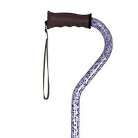 Carex Ergo Offset Cane with Soft Cushioned Handle - Adjustable Walking Cane for Women - Blue Floral Pattern and Flowers