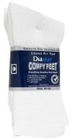 Diastar Comfy Feet Diabetic Socks, White, 10-13, 3 pack