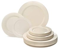 " OCCASIONS" 180pcs Pack 60 Guest Wedding Party Disposable Plastic Plate Set-60x9'' Luncheon + 60x7.5" Appetizer/Salad + 60x6.25'' Dessert plates - (Plain Ivory)