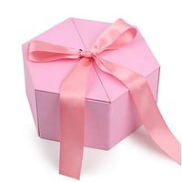 Johouse Gift Box, 8 inches Large Pink Gift Box, with Cover Ribbon and Lafite for Wedding, Christmas Gifts, Valentines Day