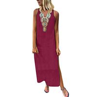 African Dresses for Women Sleeveless Maxi Dress with Split Hem Baggy Beach Dresses