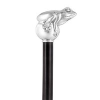 Sterling Silver Frog Walking Stick with Black Beechwood Shaft and Collar