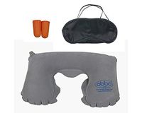 ObboMed SV-1500 Travel Nap Gear Kit - Inflatable Lightweight Portable Neck Shoulder Pillow, Eye Sleep Mask, Hearing Protection Ear Plugs for Resting, Support, Stress Relief, Plane, Bus, Car, Home Use