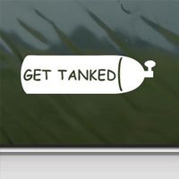 Get Tanked White Sticker Scuba Dive Diver Fun Laptop Vinyl White Decal