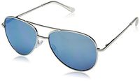 Peepers by PeeperSpecs Women's Heat Wave Bifocal Aviator Reading Sunglasses, Blue/Silver, 56 mm, +2.50