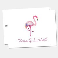 Personalized Folded Flamingo Notecards - Set of 10 Customized Notecards with Envelopes (NC179)