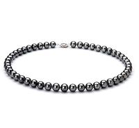 Black 7.5-8.5mm AA Quality Freshwater 925 Sterling Silver Cultured Pearl Necklace For Women-51 in Rope length