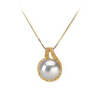 Angelique White 10-11mm AAA Quality South Sea 14K Yellow Gold Cultured Pearl Pendant for Women