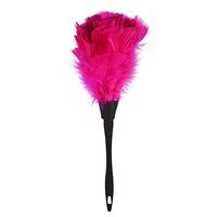 Feather Duster-Turkey Feather Cleaning Duster Soft Brush with Black Handle Home Furniture Car Cleaning Tools (5 Colors) (Color : Rose Red)