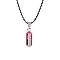 qiguch66 Unisex Lover Metal Pill Box Case Stainless Steel Pill Organizer Pill Ash Holder Perfume Box Cremation Urn Pendant Necklace Jewelry Pink