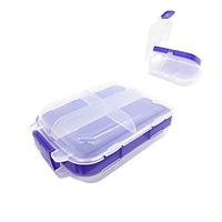 2 Pack Foldable Travel Pill Organizer Medicine Dispenser – 3 Layers with 8 Compartments Waterproof Portable Pill Storage Box Container for Daily Medicine, Vitamin and Fish Oil (Purple*2pcs)