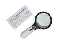 Ledhill 3-LED 45X Bifocal Inset with 4-inch Round 2.5X Handheld Magnifier Reading Magnifying Glass (Black with White)