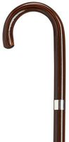 Crook Handle with Silver Collar 1" Diameter Wooden Shaft Walking Cane (Castania)
