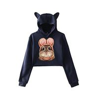 Women Pullover Casual Cat Print Long Sleeve Sweatshirt Hooded Sport Tops Shirts Blouse