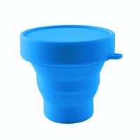 Collapsible Silicone Cup Foldable Sterilizing Cup for Menstrual Cups and Storing Your Diva Cup - Foldable for Travel from LUCKY CLOVER (Blue)