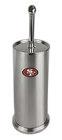 The Furniture Cove Stainless Steel Finish Toilet Brush with Holder Featuring Your Favorite Football Team Logo Vinyl Decal (49ers)