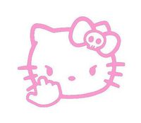 YWS Vinyl Sticker Decal - Hello Kitty Middle Finger JDM - Sticker Laptop Car Truck Window Bumper Notebook Vinyl Decal SMA5289
