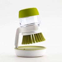 Soap Dispenser Kitchen Brush for Dishes Pot Pan Sink Cleaning with Base-Green