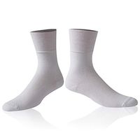 Facool Men's Women's Diabetic Socks, Circulatory Non-Binding Top Loose Top Casual Dress Crew Mid Calf Cotton Seamless Toe 1 Pairs XXL White …