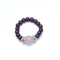 Magnetic Therapy Rose Quartz & Burgundy Magnetrim Magnetic Stretch Ring (Small Ring Size 6-7)