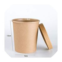Cowhide Paper Packing Box Circle Soup Bowl Disposable Lunch Box Good Quality Thickening Paper Bowl With Lid,32oz About 1000ml