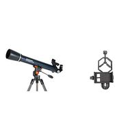Celestron AstroMaster LT 60AZ Refractor No-Tool Setup Refracting Telescope, Blue (21073) with Basic Smartphone Adapter 1.25" Capture Your Discoveries