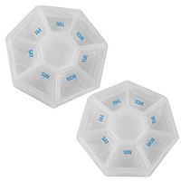 2-Pack 7-Sided Portable Pill Box Medicine Planner Small case (Seven Day Weekly Travel Container) Medication, Vitamin Holder Boxes Organizer Pillbox Dispenser Organizer, sorter and Reminder containers