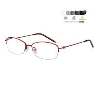 Eyetary Ultralight Reading Glasses for Women Lightweight Transition Photochromic Sunglasses Readers - Half Frame 1.56 Index Aspheric Lens - UV400/Anti Glare/0.50 to 6.00 Magnification,Red,+0.75D
