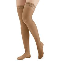 Thigh High Compression Stockings, Moderate (15-20 mmHg), Closed Toe - Made in USA, Beige, XL - Made in The USA