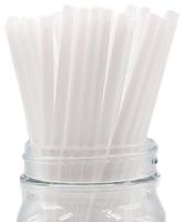 Made in USA Pack of 250 White Slim (7.75" X 0.21") Plastic Drinking Straws (FDA-approved, Non-toxic, BPA-free)