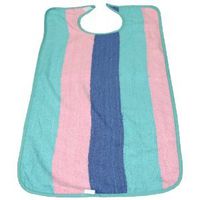 3 Adult Terry Bibs - Pastel Stripes - Vinyl Backing - Size: 17 X 34
