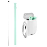 Vantic Collapsible Reusable Silicone Straws, Portable Folding Drinking Straw BPA Free with Travel Case & Cleaning Brush for 20 or 30 oz Tumblers -Green