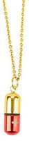 Pill Fob Necklace with 25" Chain - Indiscreetly Keep Emergency Medication Airtight and Dry (Gold/Red)