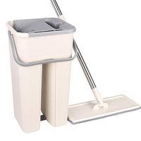 Flat Squeeze Mop Magic Automatic Mop & Bucket Hand Free Wringing Stainless Steel Mop Self Wet Cleaning System Dry Cleaning Microfiber Mop Avoid Hand Washing Microfiber Lazy Fellow Mop for Floor Clean