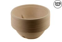 EcoQuality 24oz Round Deep Disposable Bowls [375 PACK] - 100% Biodegradable Sugarcane Bagasse Bamboo Fibers Sturdy Compostable Eco Friendly Environmental Paper Plastic Bowl Alternative Tree Free