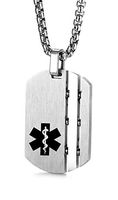 JF.JEWELRY Customize Stainless Steel Medical Alert ID Pendant Necklace for Men and Women-Silver