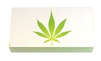 The Joy of Light Designer Matches Green & White Marijuana Leaf Embossed 4" Collectible Matchbox