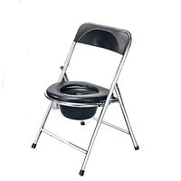CHenXy Toilet Chair Bedside Stainless Steel Toilet Chair for The Elderly Foldable Home Simple Pregnant Woman Commode Chair Backrest and Non-Slip Mat, Black &&& (Color : Black)
