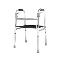 PIWYHOW Adjustable Disabled Aluminum Walker, Elderly Folding Walking Aid Health Care Products, Portable Detachable Oxford Cloth Cushions, Silver,NoWheel