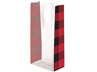 Red Buffalo Plaid Party Supplies: Cellophane Favor Bags with Buffalo Plaid Design, Set of 25 (Small)