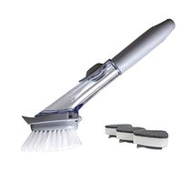 Soap Dispensing Dish Brush Scrub Brush Kitchen Cleaning Brush with Soap Dispenser Washing Brush Dishwasher Brush with 3 Sponges