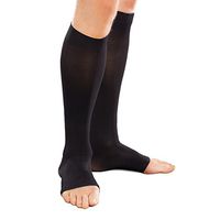 Therafirm Opaque Open-Toe Knee Highs - 30-40mmHg Firm Compression Stockings (Black, XL Short)