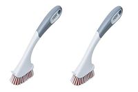 HDX Tile and Grout Scrub Brush 2 Pack. Household Cleaning Brush, Long Handle Small Brush, Fit in Small Spaces. Scraper Tip Removes Baked on Messes