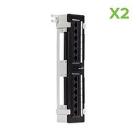 NavePoint 12-Port Cat6 UTP Unsheilded Mini Patch Panel with Wallmount Bracket Included Black 2-Pack
