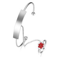 Free Engraving Stainless Steel Stylish Women's Bangle Bracelets and Rings Medical Alert ID Jewelry